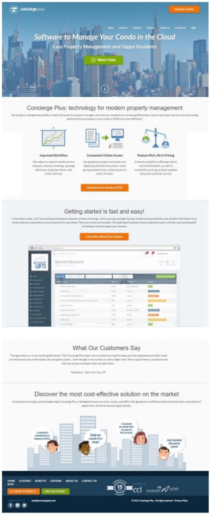 Old front page of Concierge Plus